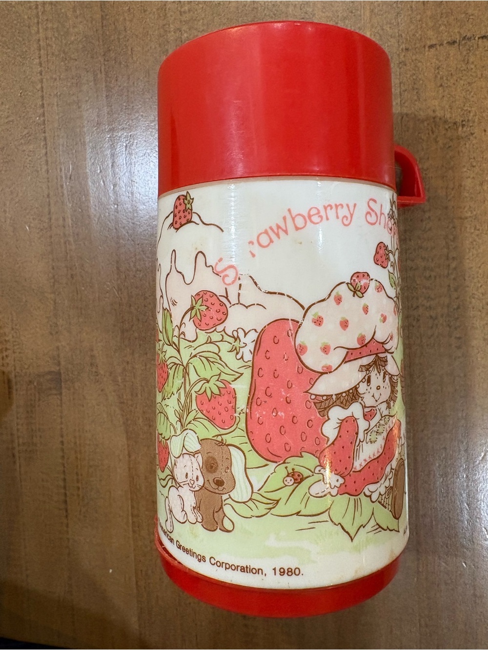 Strawberry Shortcake Red and Cream Insulated Bottle - Vintage Style